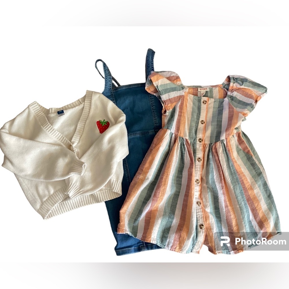 Cat and Jack dresses and Old Navy strawberry, print cardigan